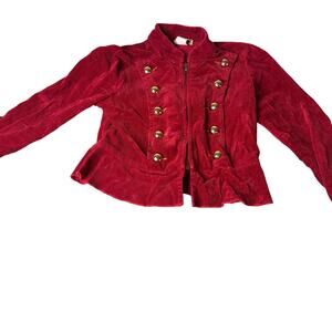 Vintage Y2K Military Style Red Blazer Corduroy Little Girls Size 6x